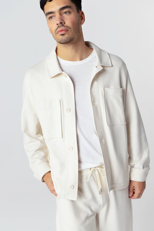 Veste Blanche Col Veste Manches Longues en Lyocel, Tencel / Coton Organique - MAJESTIC FILATURES