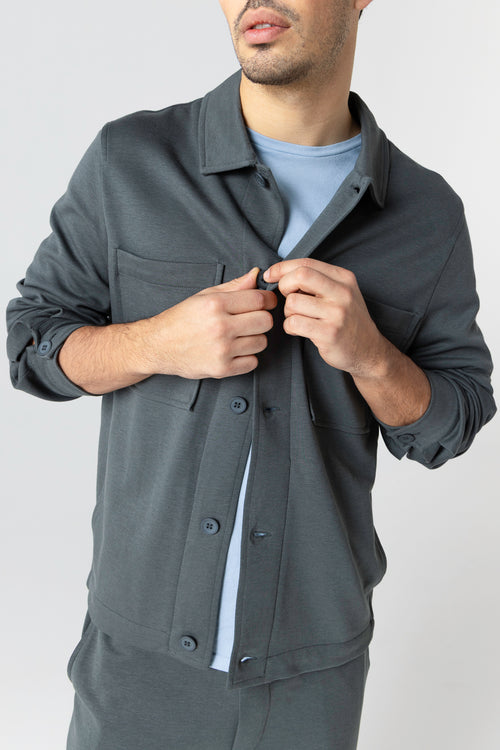 Veste Gris foncé Col Veste Manches Longues en Lyocel, Tencel / Coton organique - MAJESTIC FILATURES