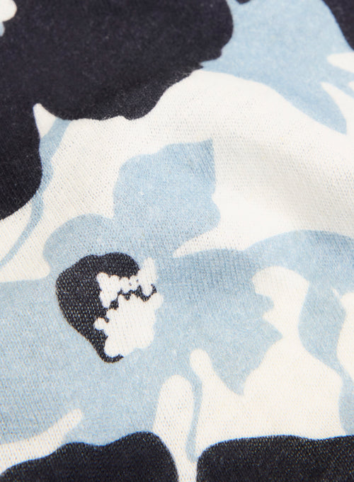 Tee shirt Bleu Col V Manches Courtes en Coton organique / Lin - MAJESTIC FILATURES
