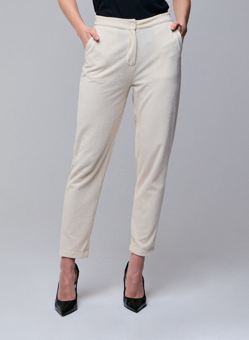 Pantalon Blanc en Coton Organique / Polyester - MAJESTIC FILATURES