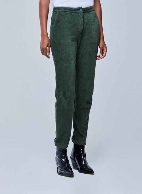 Green pants in organic cotton / polyester - MAJESTIC FILATURES