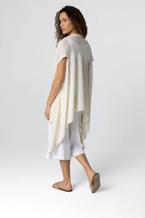 Gilet Blanc Col Châle Sans Manches en Cachemire - MAJESTIC FILATURES