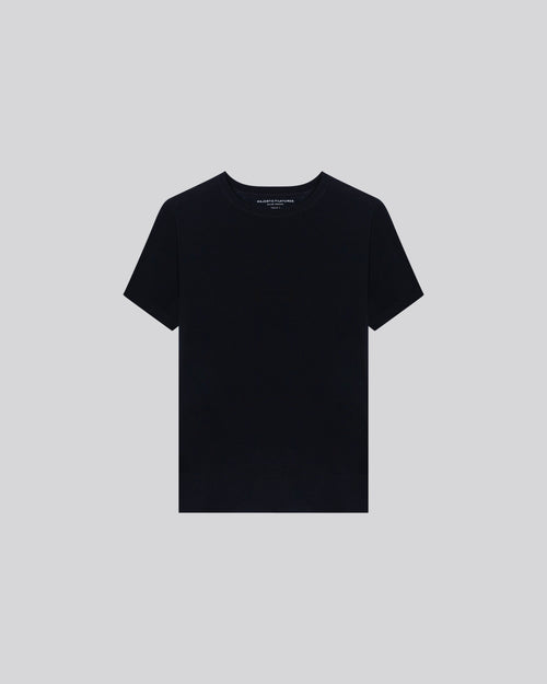 T-shirt Marine Col Rond Manches Courtes en Cachemire - MAJESTIC FILATURES