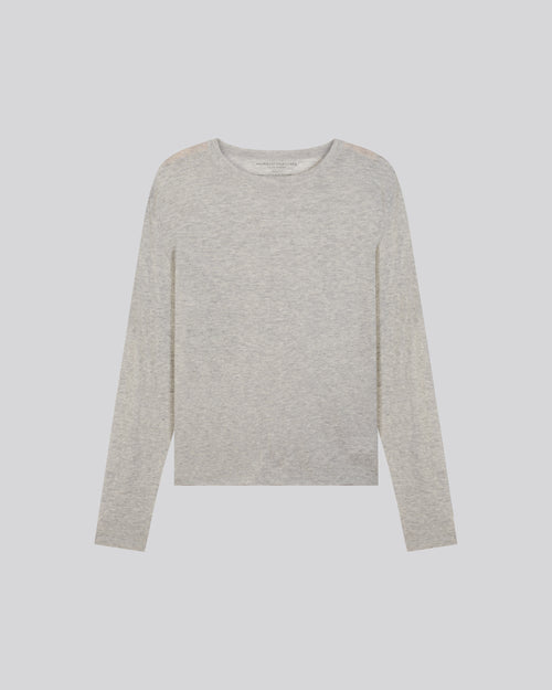 Camiseta de cachemir gris de manga corta con cuello redondo - MAJESTIC FILATURES