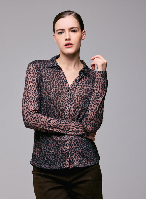 Pink Shirt Long Sleeve Shirt in Organic Cotton / Cashmere - MAJESTIC FILATURES
