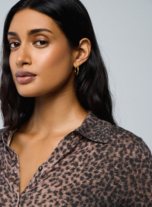 Rosa Poloshirt Langarm Polo aus Baumwolle / Kaschmir - MAJESTIC FILATURES