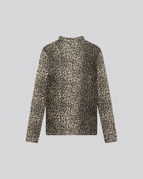 Beige Long Sleeves Turtleneck T-Shirt in Organic Cotton / Cashmere - MAJESTIC FILATURES