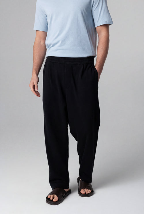 Black Cotton/Linen/Organic Cotton Pants - MAJESTIC FILATURES