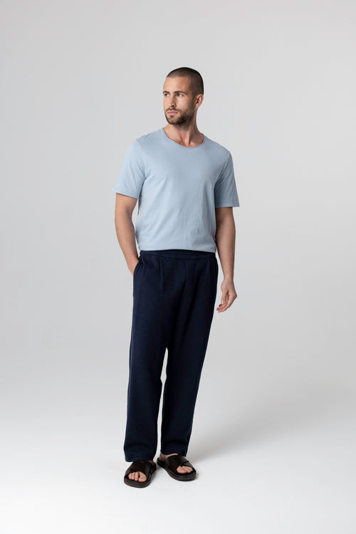 Pantalon Marine en Coton / Lin / Coton organique - MAJESTIC FILATURES