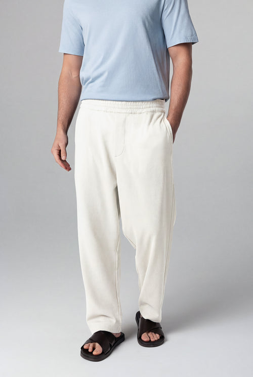 White Cotton/Linen/Organic Cotton Pants - MAJESTIC FILATURES