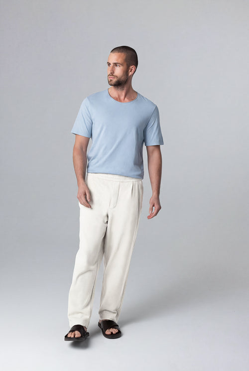 White Cotton/Linen/Organic Cotton Pants - MAJESTIC FILATURES