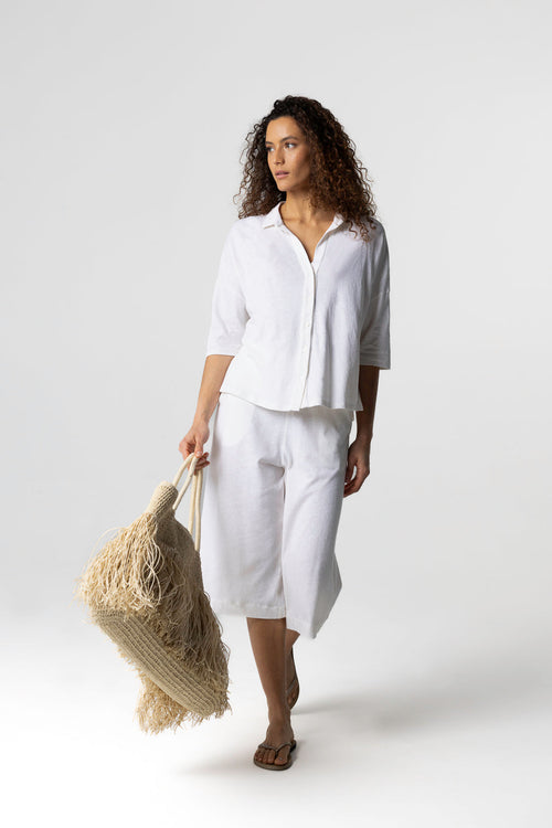 Chemise Milk Manches Courtes en Coton / Lin - MAJESTIC FILATURES