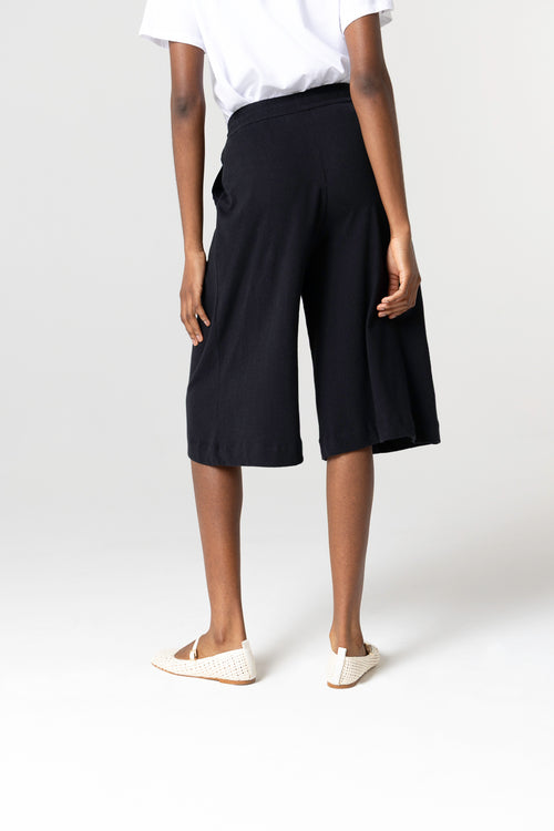 Shorts Noir en Coton / Lin - MAJESTIC FILATURES