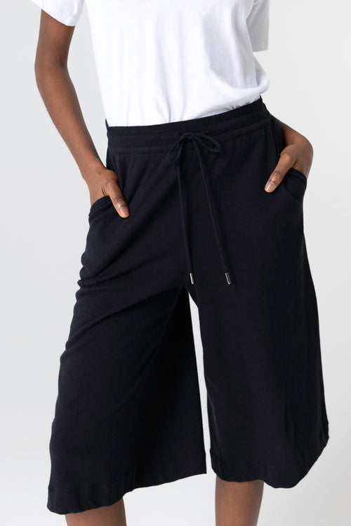 Shorts Noir en Coton / Lin - MAJESTIC FILATURES