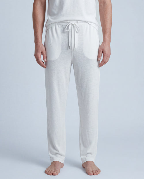 Pantalón blanco de algodón/lino - MAJESTIC FILATURES