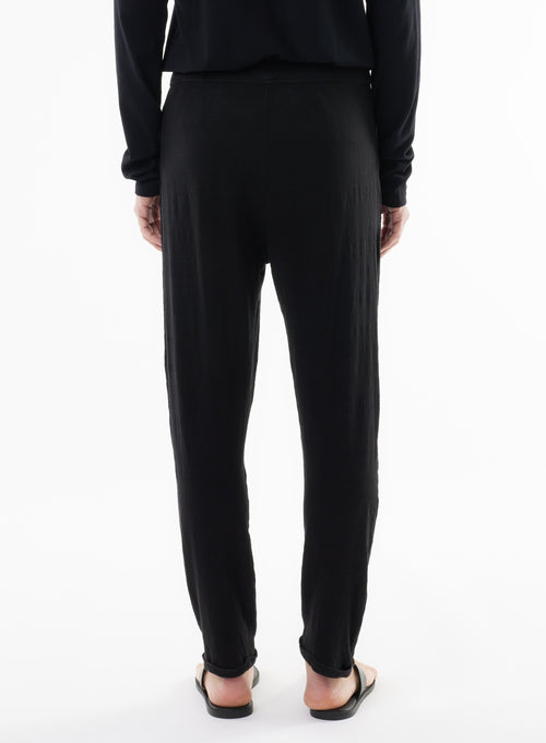 Black Linen/Elastane Pants - MAJESTIC FILATURES