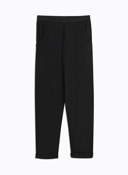 Black Linen/Elastane Pants - MAJESTIC FILATURES