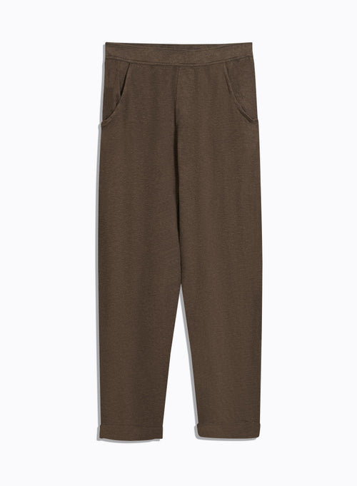 Brown Linen / Elastane Pants - MAJESTIC FILATURES