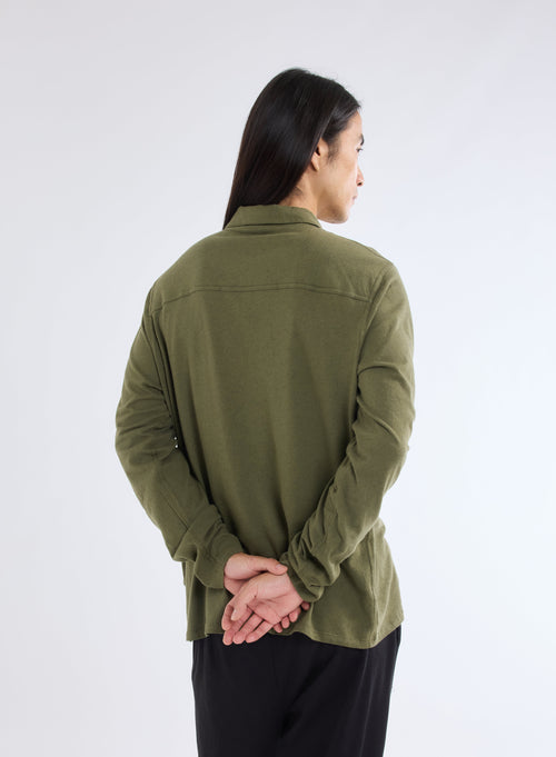 Green Long Sleeve Polo Shirt - MAJESTIC FILATURES