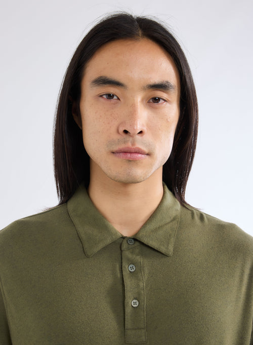 Green Long Sleeve Polo Shirt - MAJESTIC FILATURES