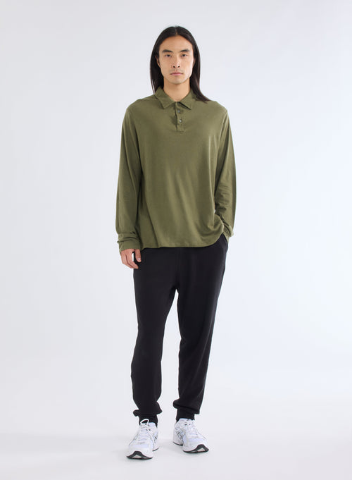 Green Long Sleeve Polo Shirt - MAJESTIC FILATURES