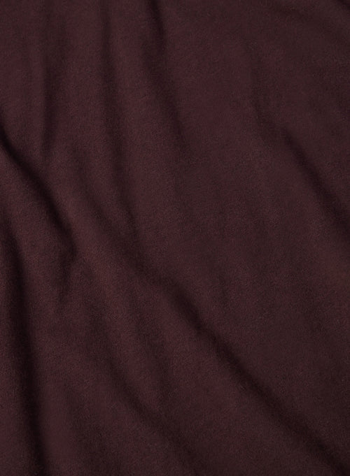 T-shirt Aubergine Col Rond Manches Courtes en Coton et Cachemire - MAJESTIC FILATURES