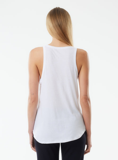 White Short Sleeve V-Neck T-Shirt in Lyocell, Tencel / Organic Cotton - MAJESTIC FILATURES