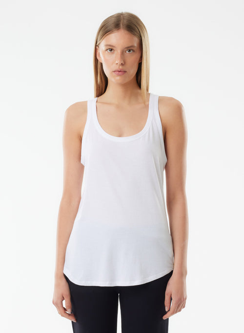 White Short Sleeve V-Neck T-Shirt in Lyocell, Tencel / Organic Cotton - MAJESTIC FILATURES