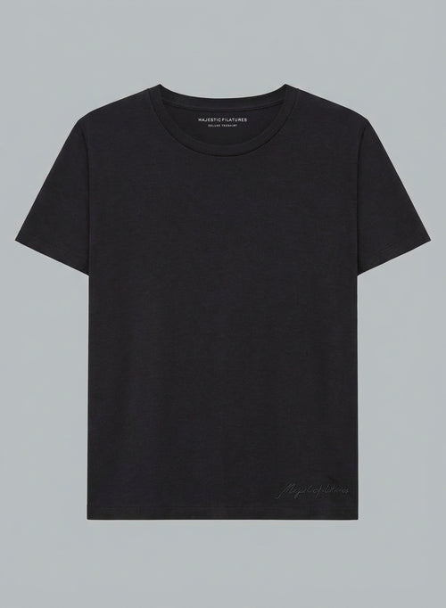 Black Round-Neck Short-Sleeve Organic Cotton T-shirt - MAJESTIC FILATURES