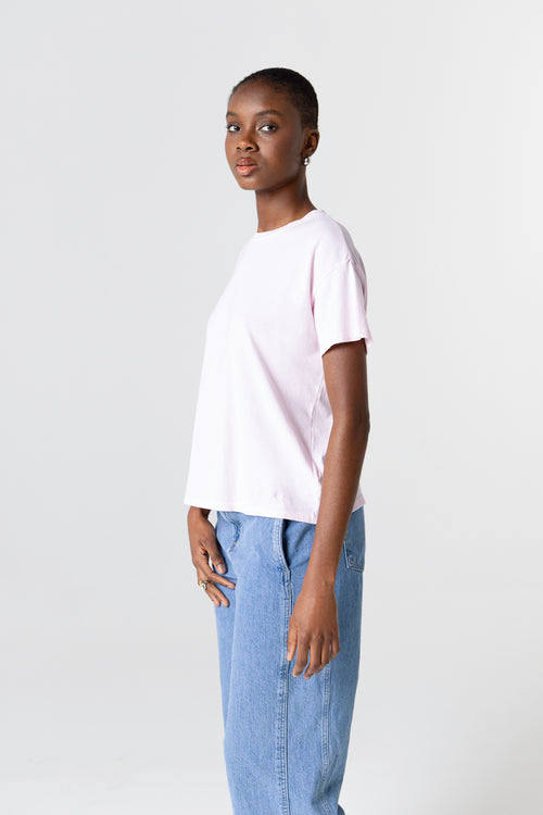 T-shirt Rose Col Rond Manches Courtes en Coton organique - MAJESTIC FILATURES