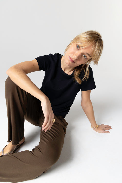 Polly T-Shirt Rundhalsausschnitt kurze Ärmel aus Silk Touch Baumwolle - MAJESTIC FILATURES