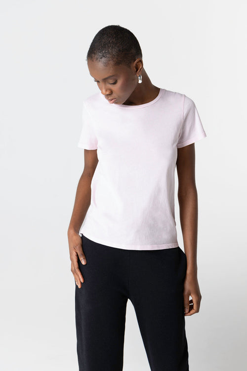 T-shirt Rose Col Rond Manches Courtes en Coton organique - MAJESTIC FILATURES