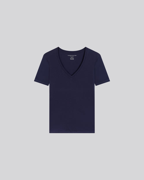 "Camiseta Patty cuello V manga corta de Algodón Silk Touch" - MAJESTIC FILATURES