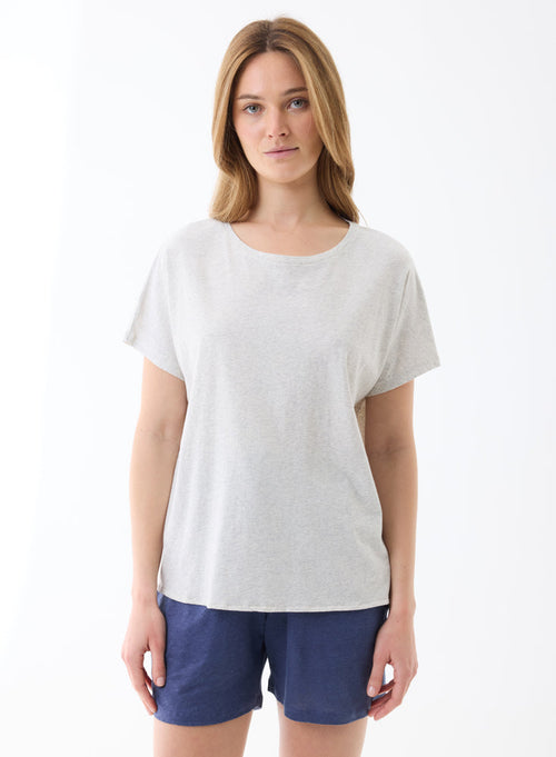 Tee shirt Brume chiné Manches Courtes Col Rond - MAJESTIC FILATURES