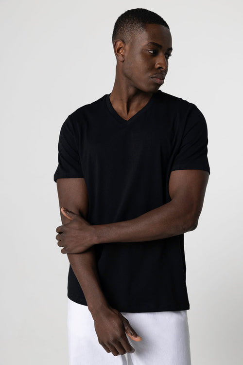 Paul Silk Touch Cotton short sleeve V-neck T-shirt - MAJESTIC FILATURES