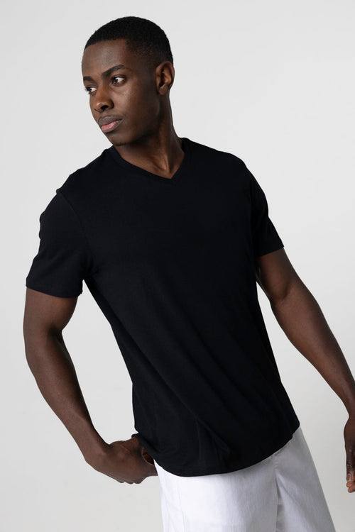 Paul Silk Touch Cotton short sleeve V-neck T-shirt - MAJESTIC FILATURES