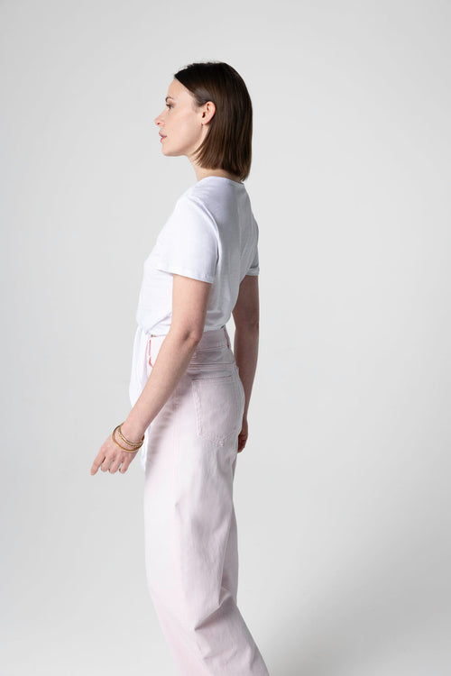 White Round-Neck Short-Sleeve Supima Cotton T-shirt - MAJESTIC FILATURES