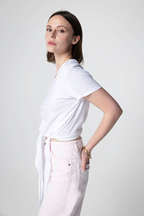 White Round-Neck Short-Sleeve Supima Cotton T-shirt - MAJESTIC FILATURES