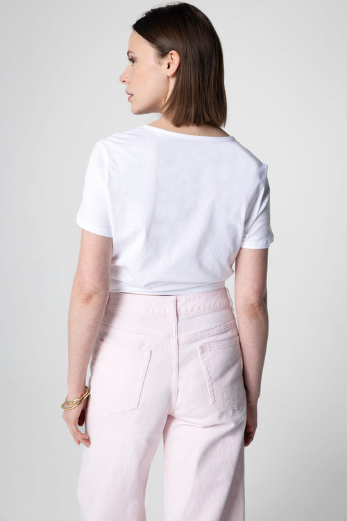 White Round-Neck Short-Sleeve Supima Cotton T-shirt - MAJESTIC FILATURES