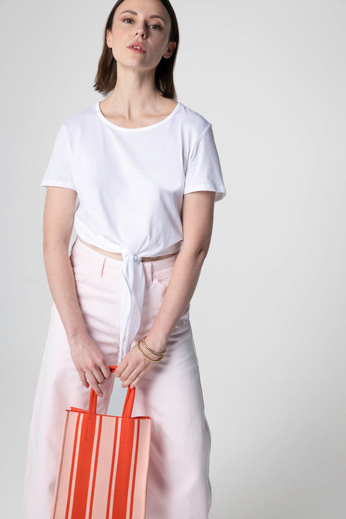 White Round-Neck Short-Sleeve Supima Cotton T-shirt - MAJESTIC FILATURES