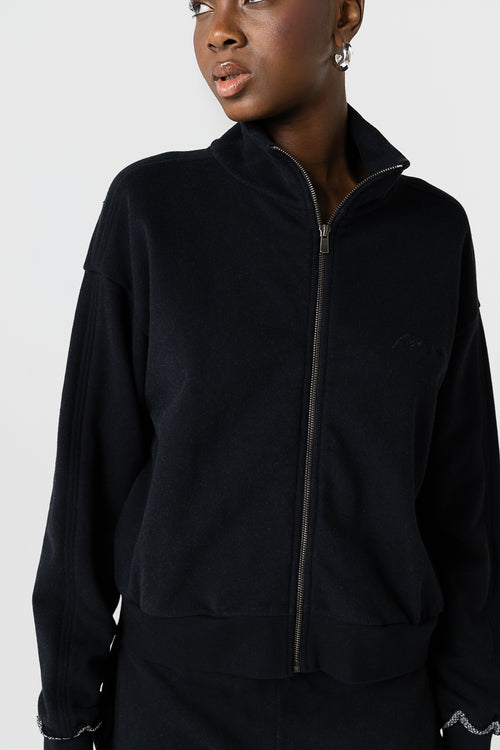 Sudadera negra cuello alto y manga larga de algodón orgánico/algodón - MAJESTIC FILATURES