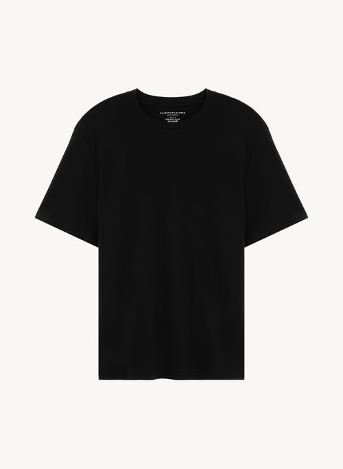 Black Round-Neck Short-Sleeve Supima Cotton T-Shirt - MAJESTIC FILATURES