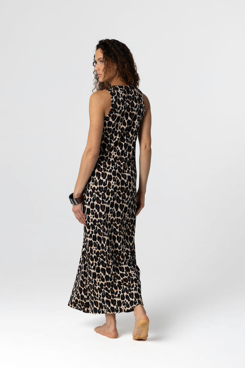 Vestido sin mangas cuello redondo en algodón / elastano color crudo jaspeado - MAJESTIC FILATURES