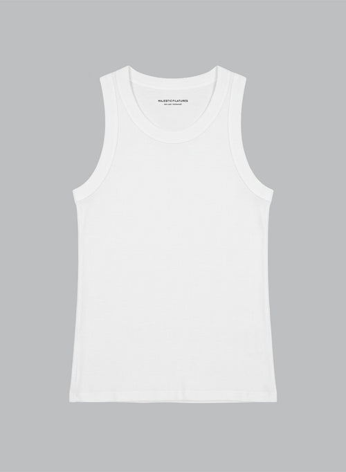 Ärmelloses Tanktop mit Rundhalsausschnitt aus Viskose/Elasthan in Weiß - MAJESTIC FILATURES