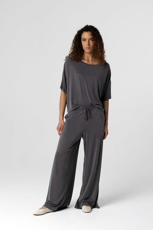 Hose aus Cupro/Elasthan in Dunkelgrau - MAJESTIC FILATURES