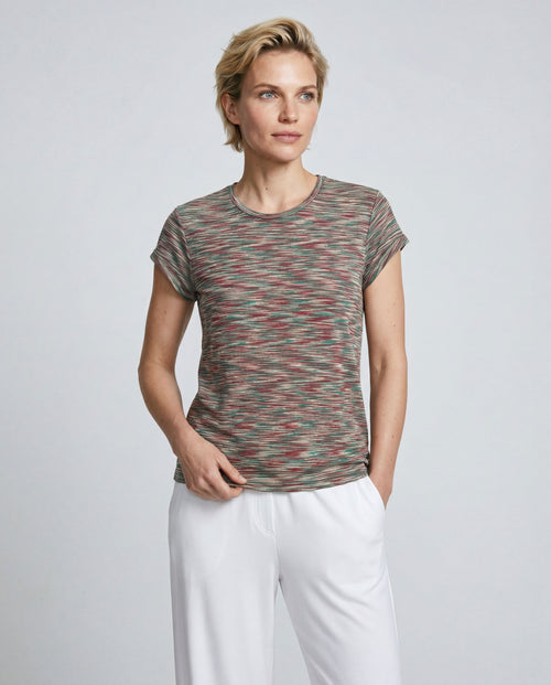 T-shirt Multicouleurs Col Rond Manches Courtes en Viscose - MAJESTIC FILATURES