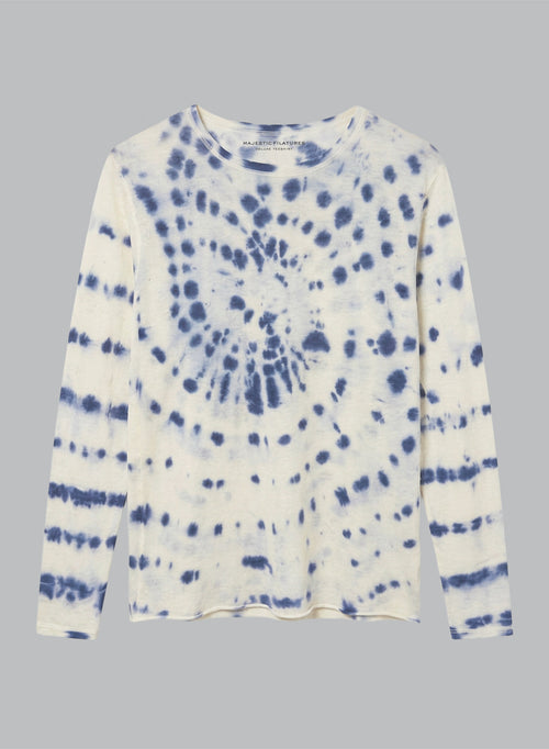 Jersey Blue Moon Tie-dye Cuello redondo Mangas largas de cachemira - MAJESTIC FILATURES