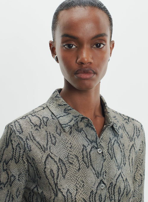 Shirt in cotton and cashmere with snake print - MAJESTIC FILATURES