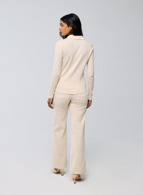 Camisa blanca de manga larga de algodón orgánico / cachemir - MAJESTIC FILATURES