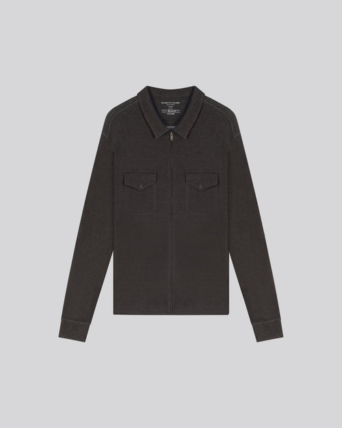 Camisa negra Camisa de manga larga en algodón orgánico / cachemir - MAJESTIC FILATURES